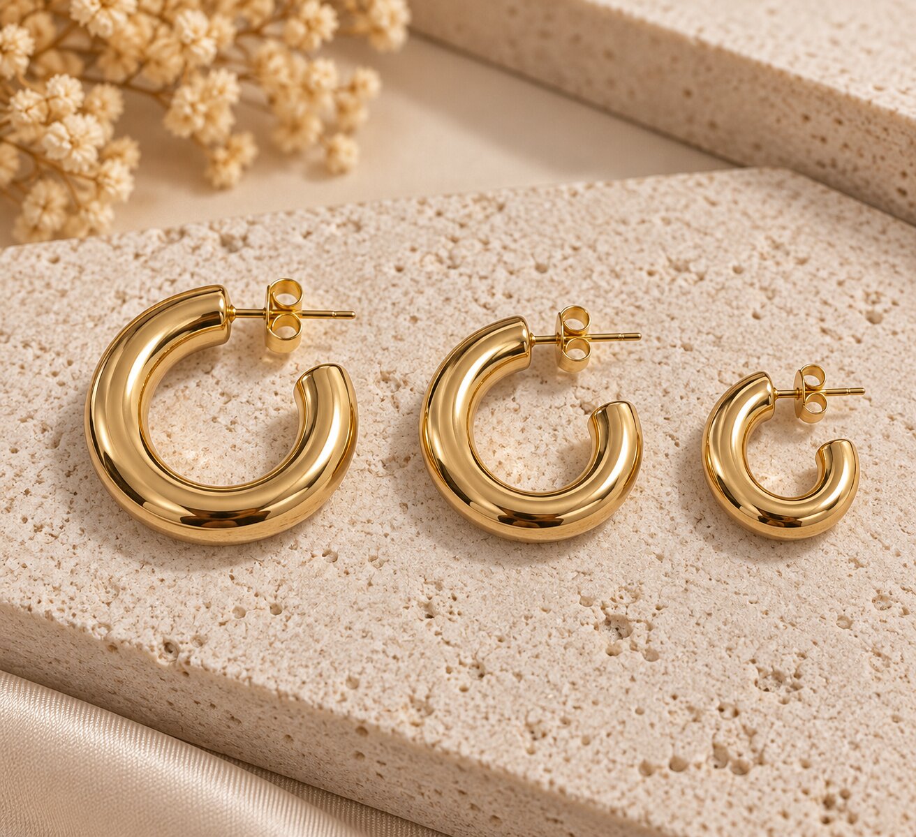 Brinco de Argola G - Lisa Banhada a Ouro 18 k