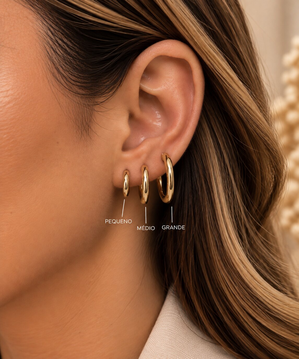Brinco de Argola G - Lisa Banhada a Ouro 18 k