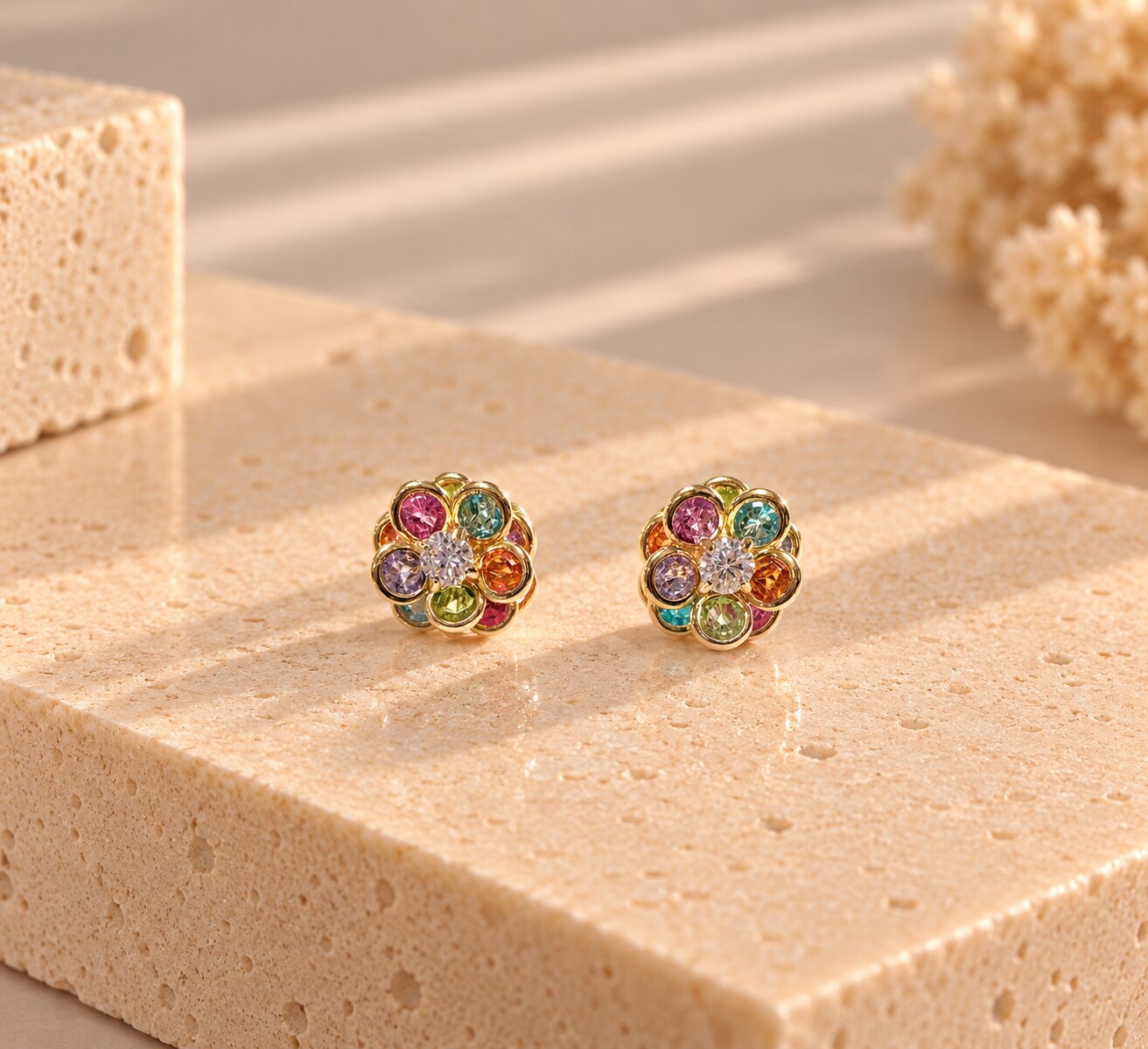 Brinco Flor banhado a ouro 18k
