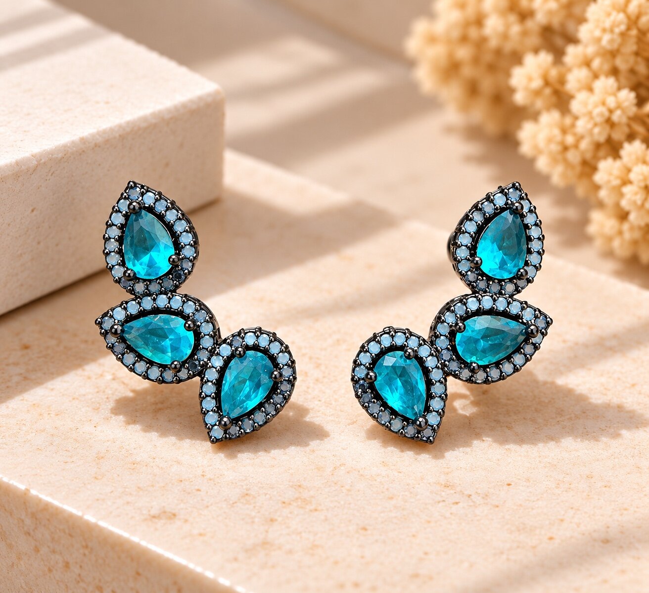 Brinco Ear Cuff Gota Turquesa