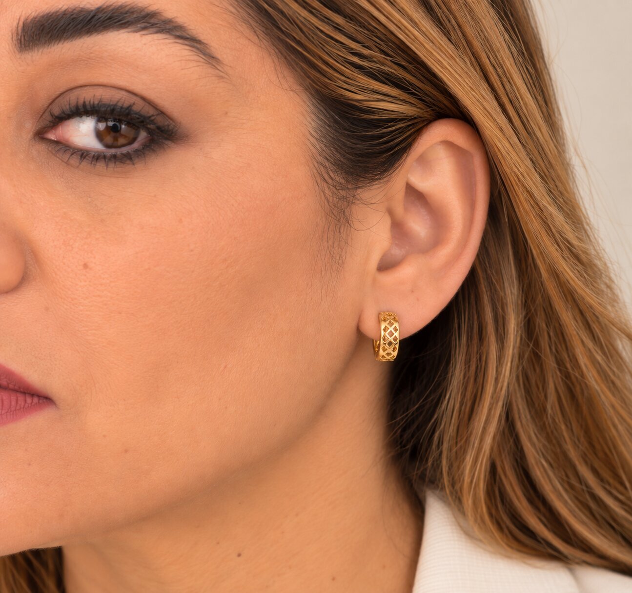 Argola Malha Banhada a Ouro 18k