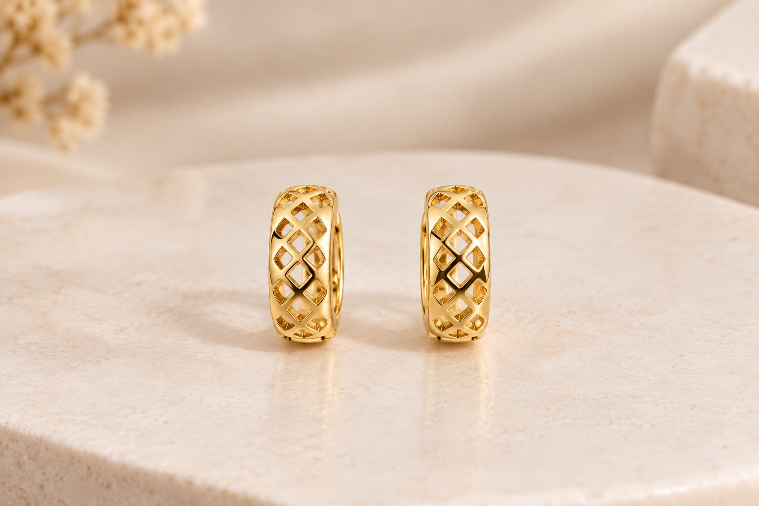 Argola Malha Banhada a Ouro 18k