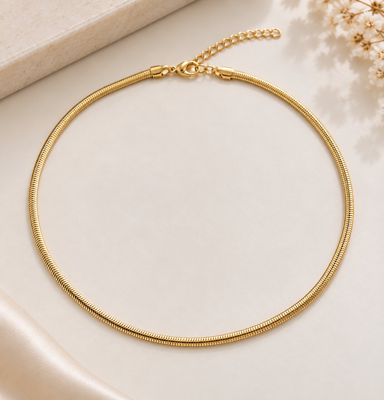 Colar Choker Snake Banhado a Ouro 18k