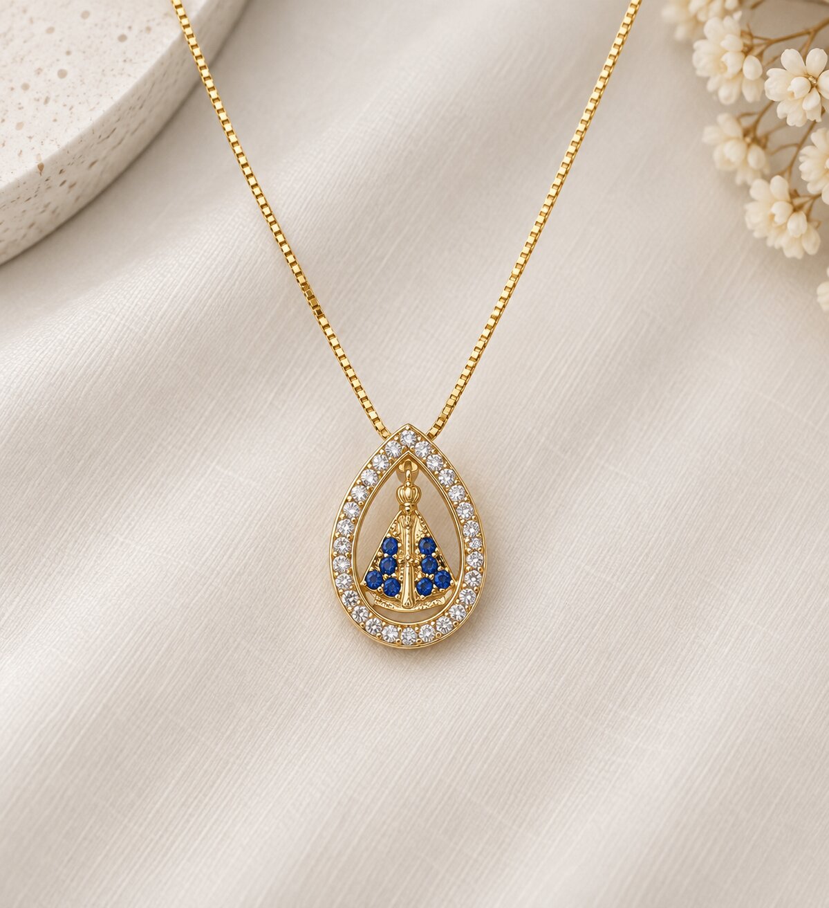 Colar Nossa Senhora Aparecida manto Azul