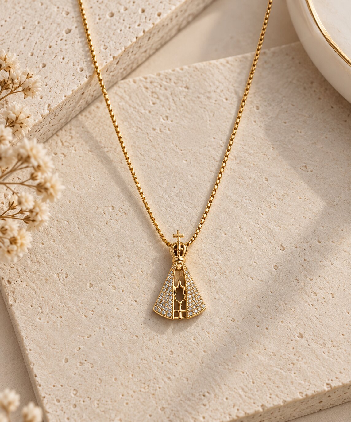 Colar Nossa Senhora Aparecida com Zircônias