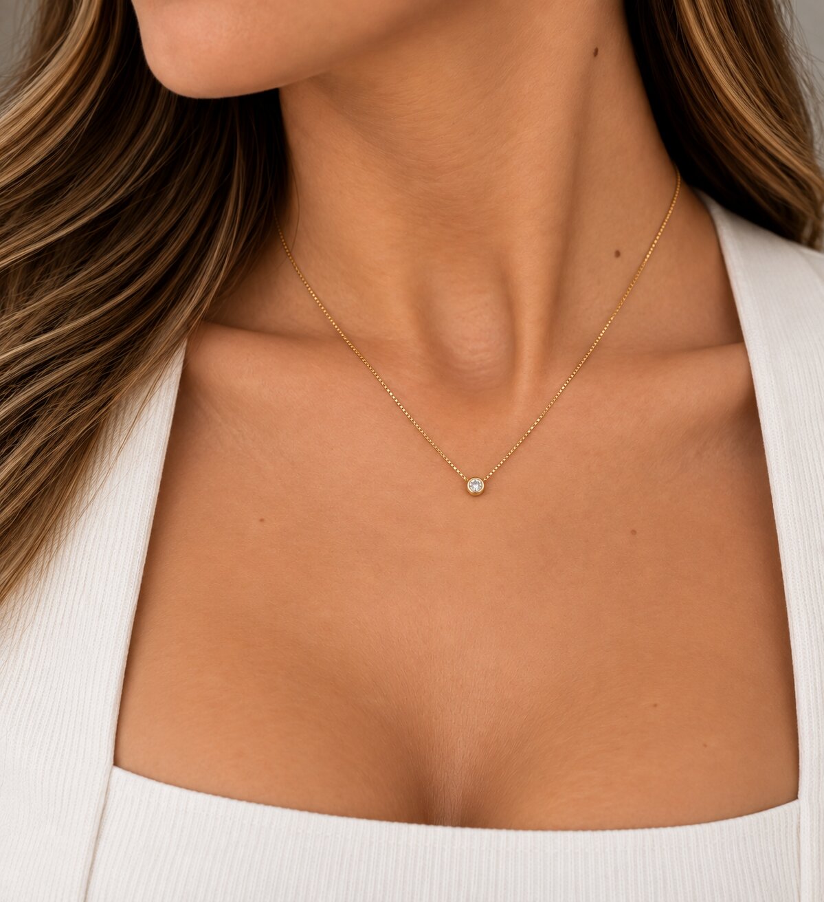 Colar Ponto de Luz Banhado a Ouro 18K