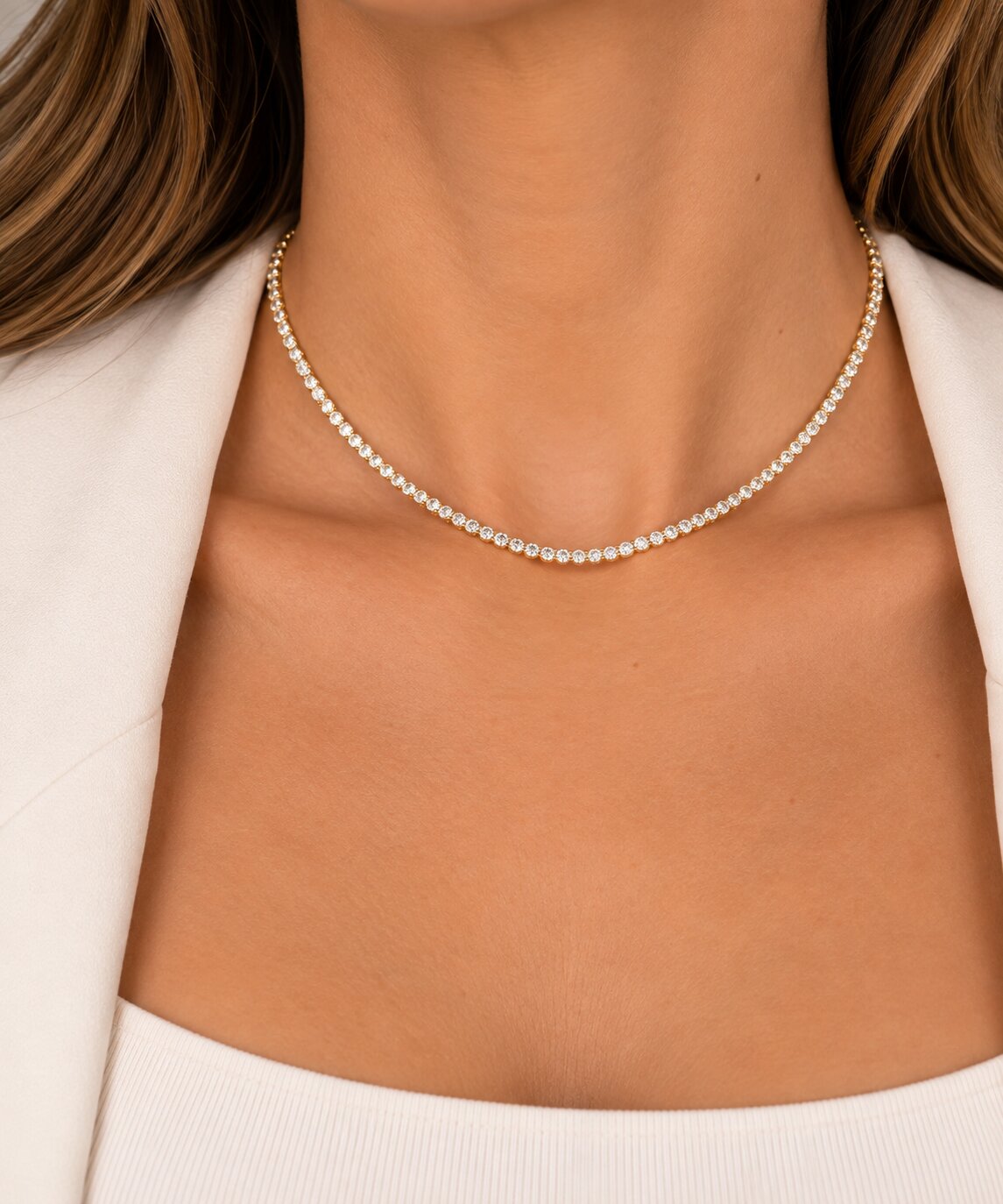 Colar Choker Riviera Cristal redonda
