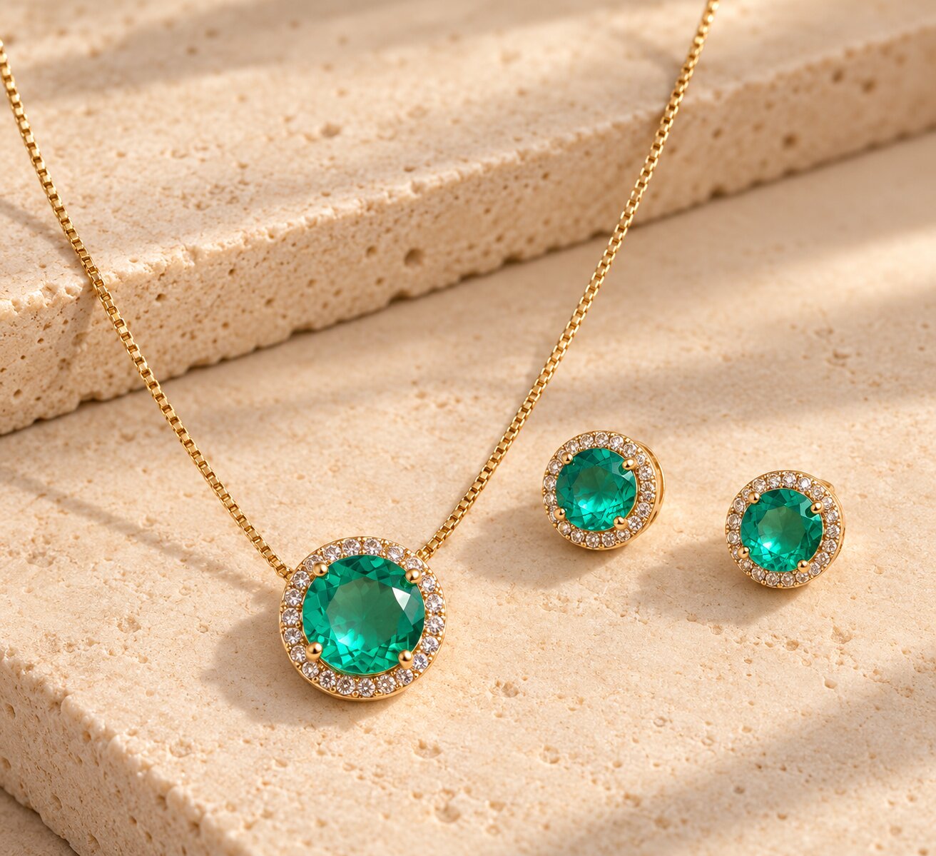 Conjunto Redondo com Pedra Tiffany