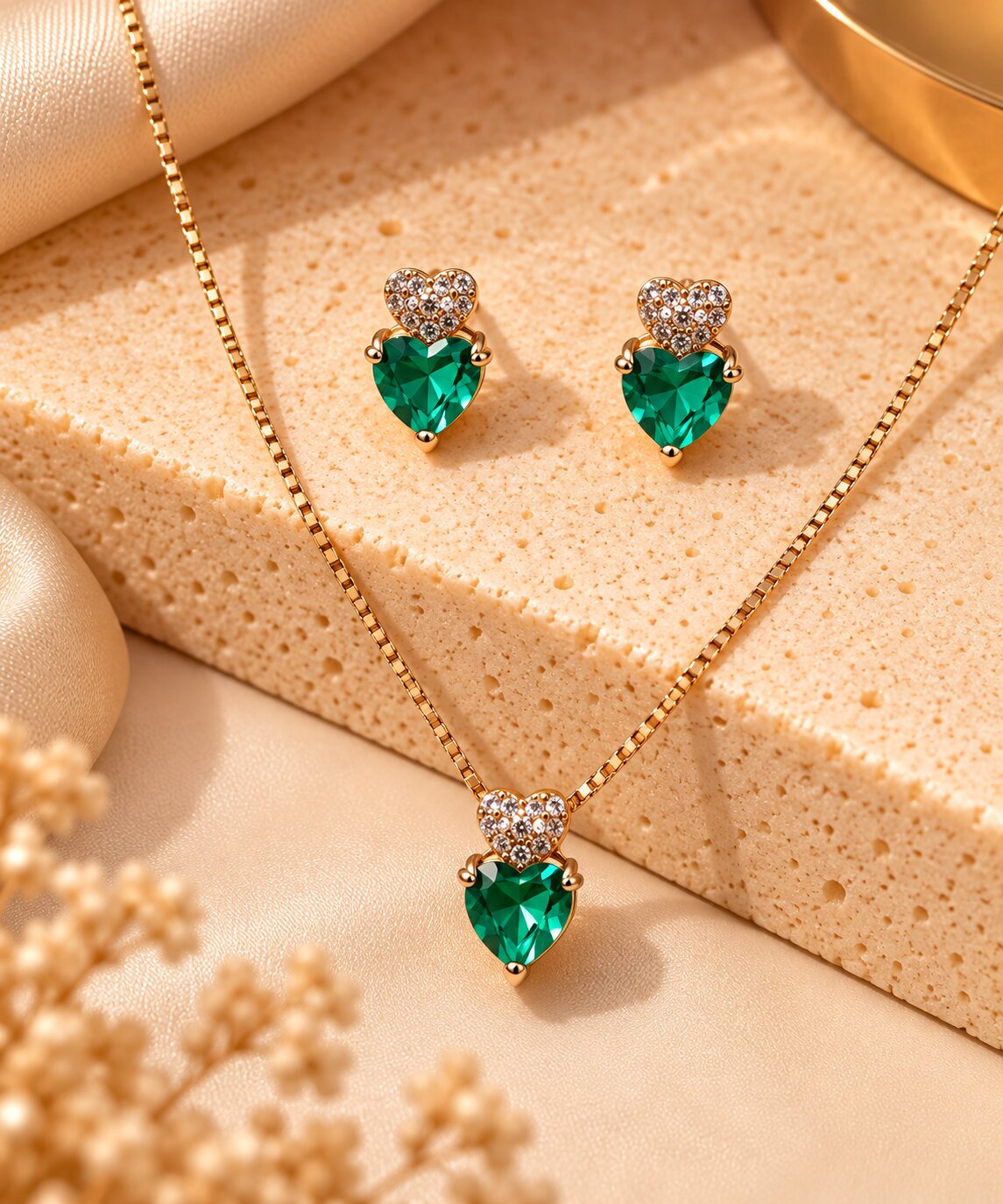 Conjunto Coração Tiffany com Zircônias