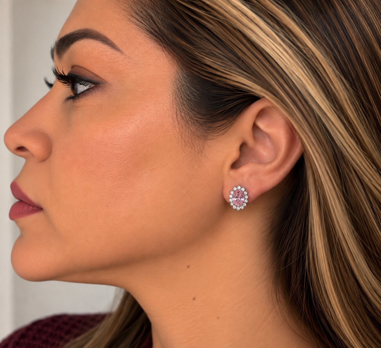 Brinco Oval Rosa