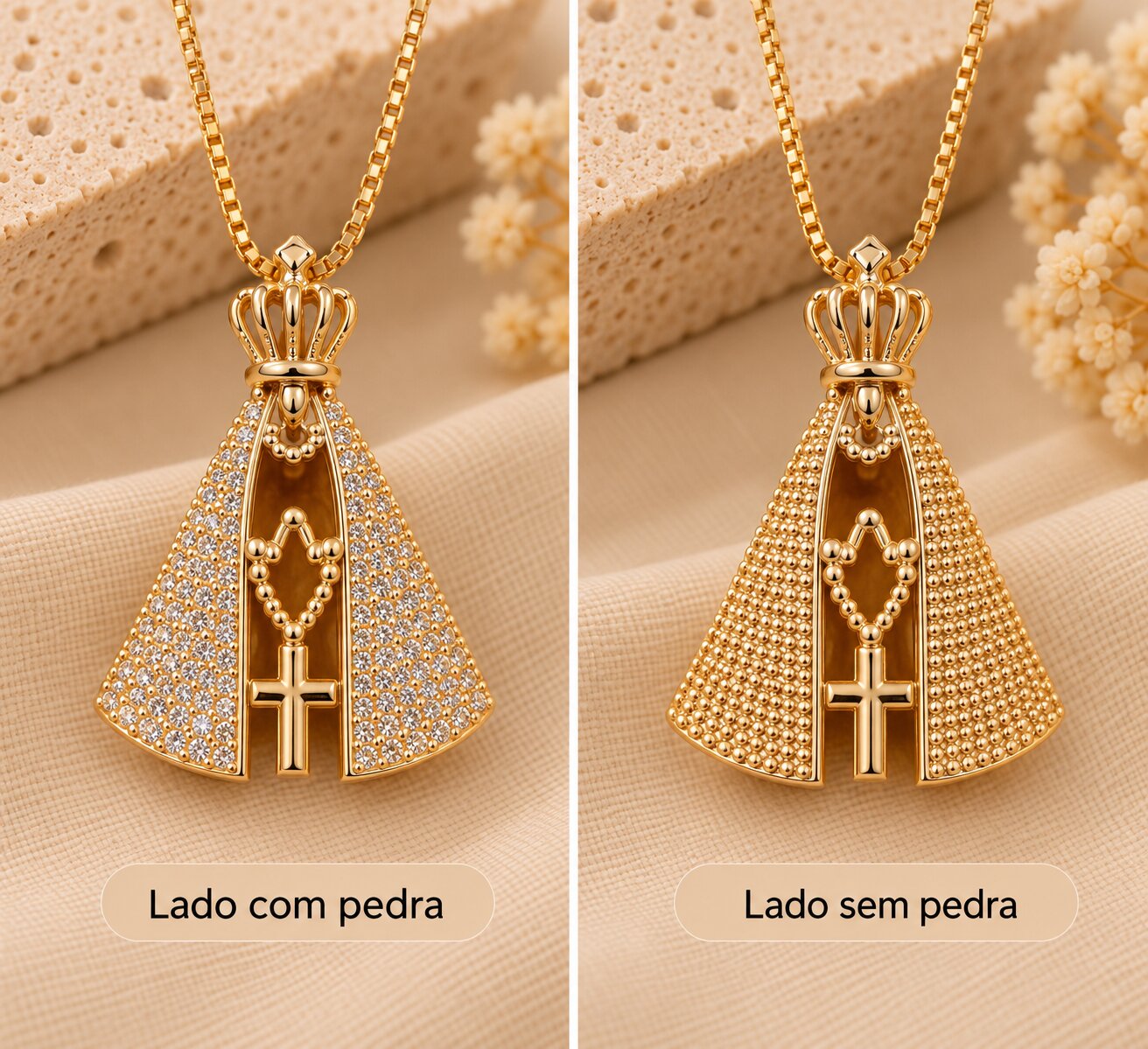 Colar Nossa Senhora Aparecida Dupla Face