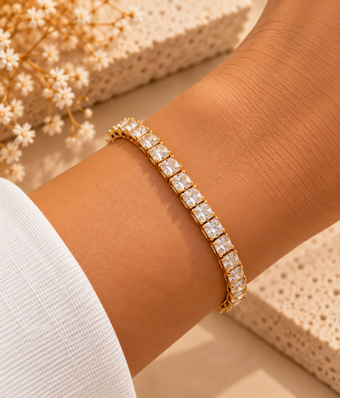 Pulseira Riviera com Zircônias Quadradas