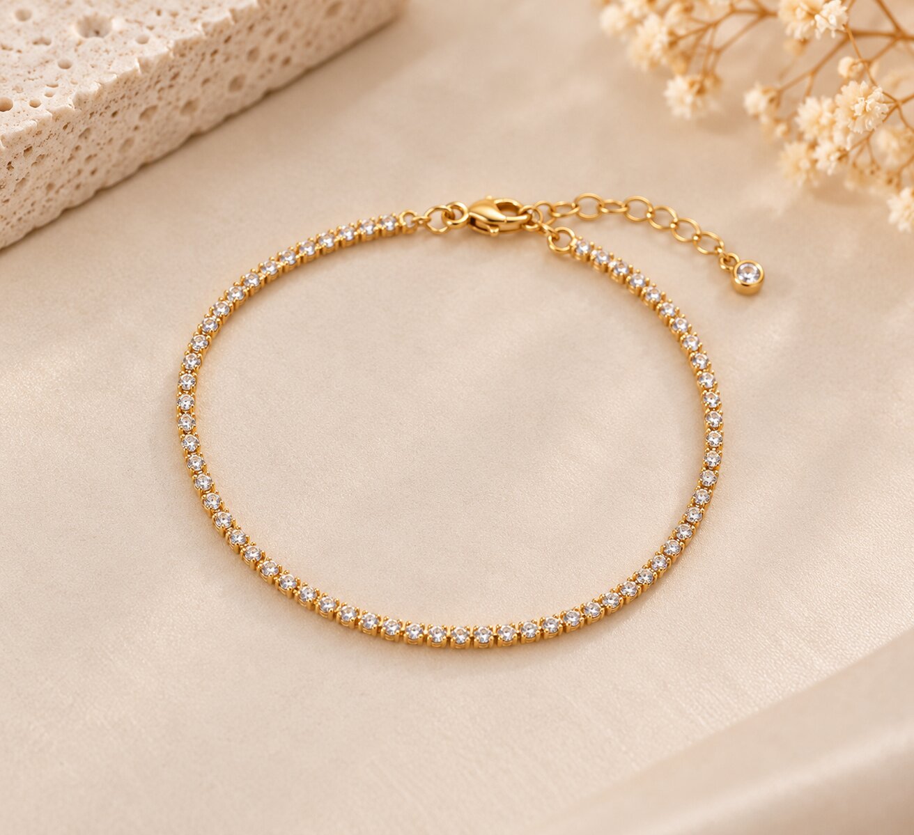Pulseira Riviera banhada a Ouro 18k e Zircônias