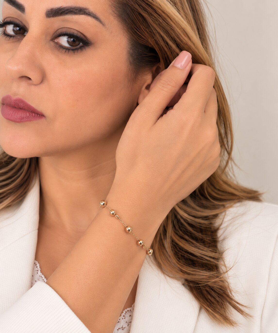 Pulseira esferas Banhada a Ouro 18k