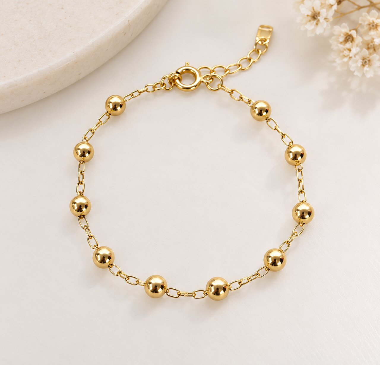 Pulseira esferas Banhada a Ouro 18k