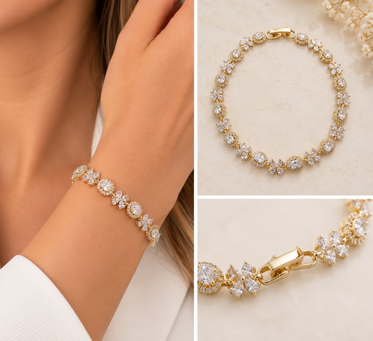 Pulseira Riviera Flores Cravejadas