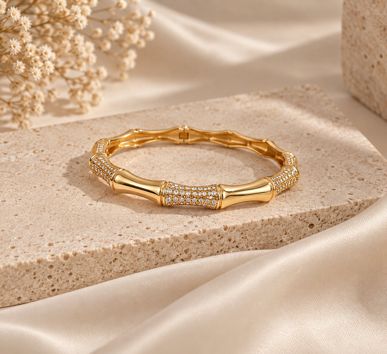 Bracelete Bambu banhado a Ouro 18k