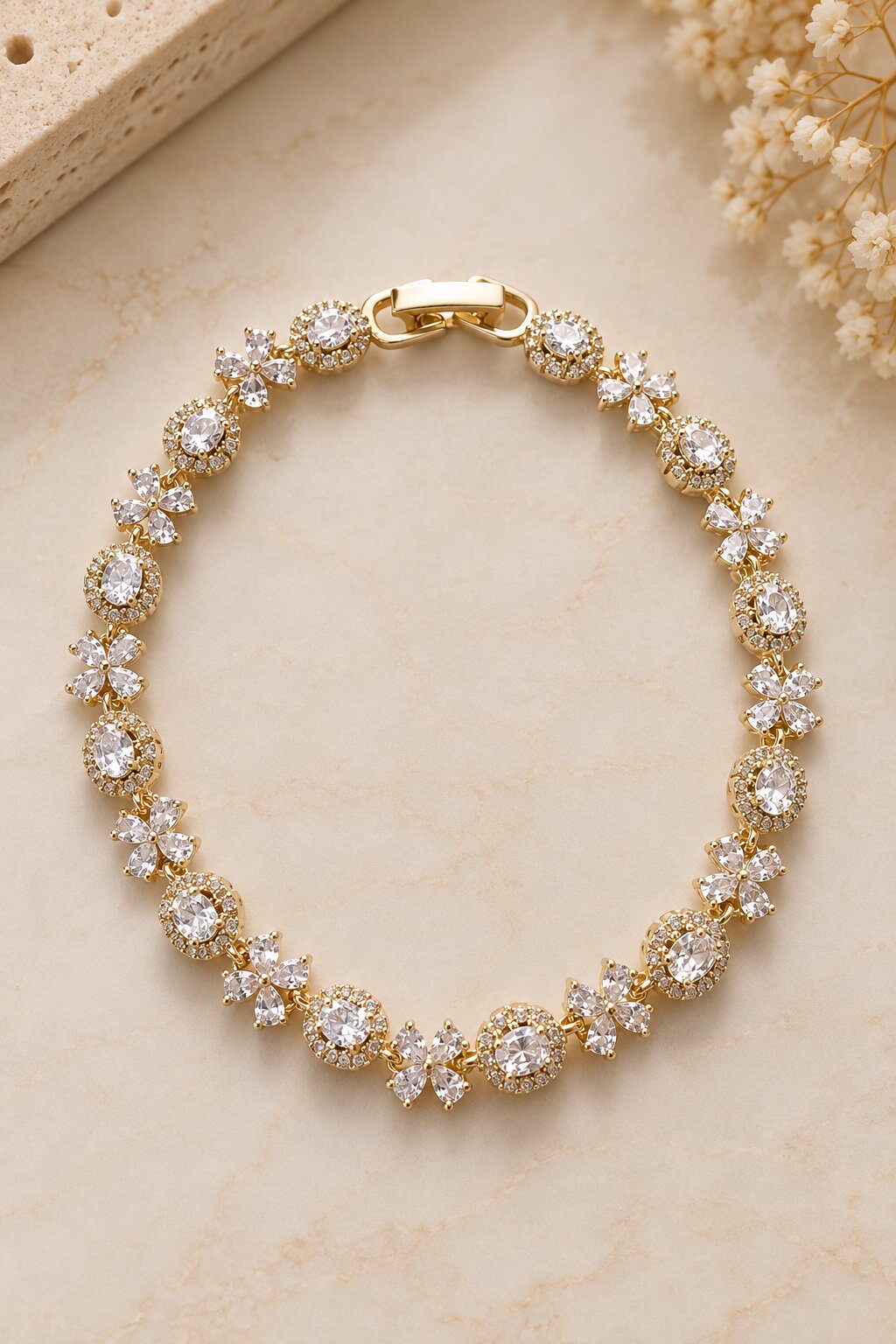 Pulseira Riviera Flores Cravejadas
