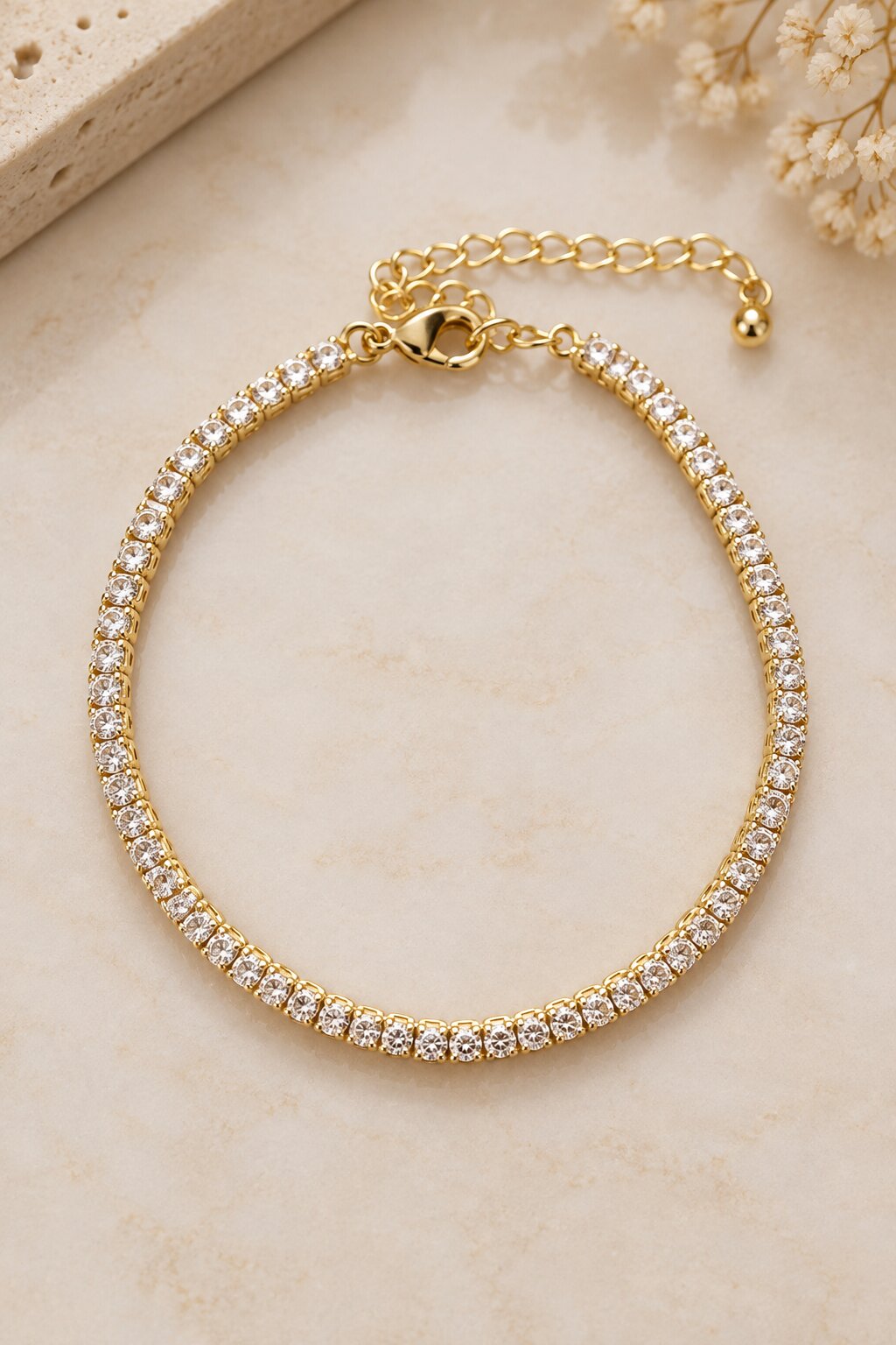 Pulseira Riviera Cravejada Banhada a Ouro 18k